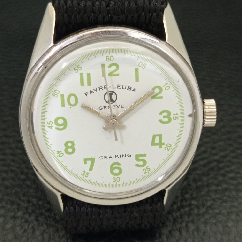 Vintage 1977 Favre Leuba Manual Mens Silver Watch W/Nato Strap - Picture 4 of 9